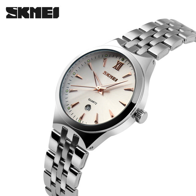 Ceasuri Femei Ceas de marcă de lux SKMEI Ceasuri de mână cu quartz Fashion Sport Full Steel Dive 50m Casual Ceas relogio feminino