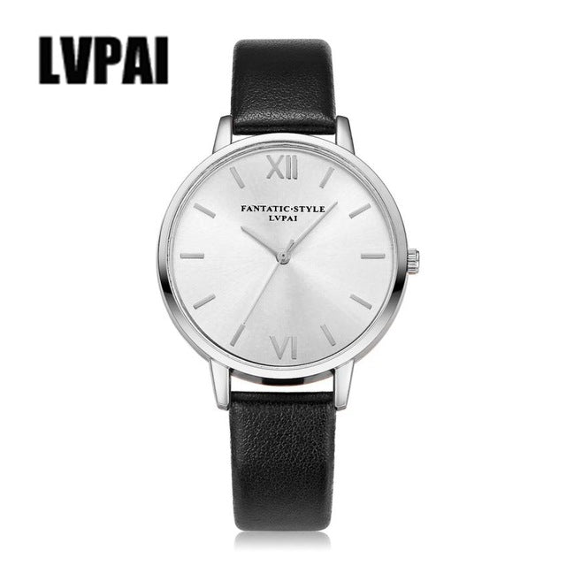 LVPAI Vogue Watch Women Top Brand Leather Strap Quartz Watches Mens Ladies Dress Clock Luxury Women Sliver Wrist Watch #ZYL