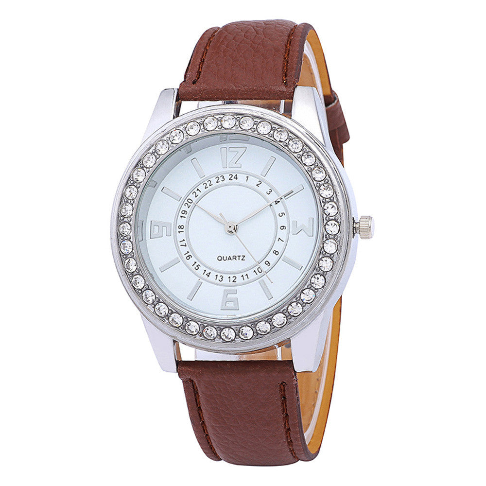 Women Fashion Leather Band Analog Quartz Round Wrist Watch Watches