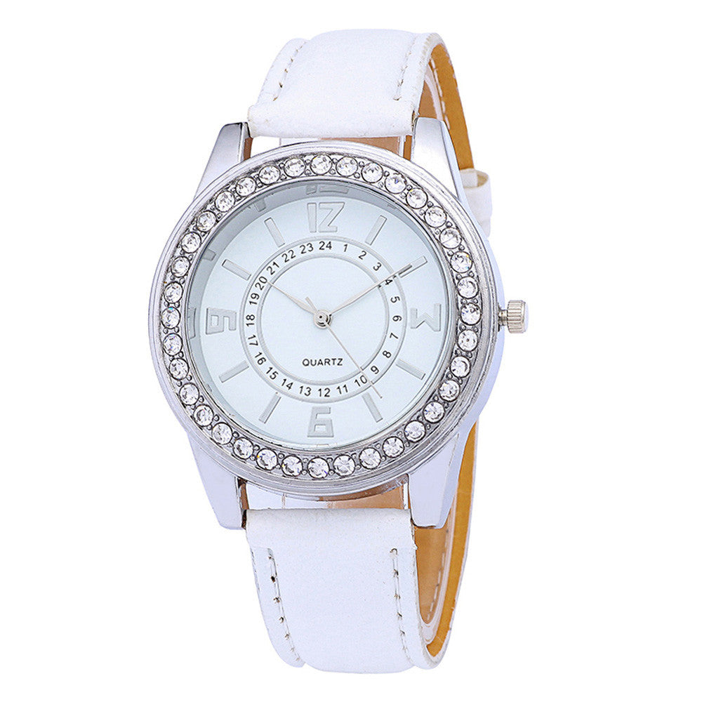 Women Fashion Leather Band Analog Quartz Round Wrist Watch Watches